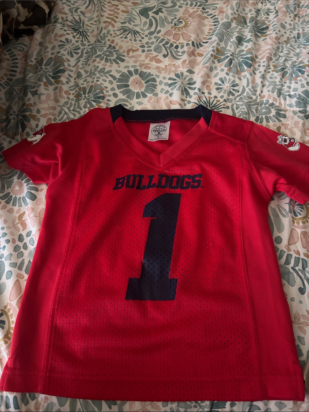 Bulldogs Red Kids' Jersey Top with Number 1